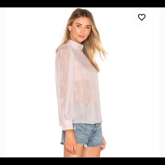 House of Harlow 1960 X Revolve Elise Blouse Sz M Sheer Pink Fairy - Picture 2 of 13